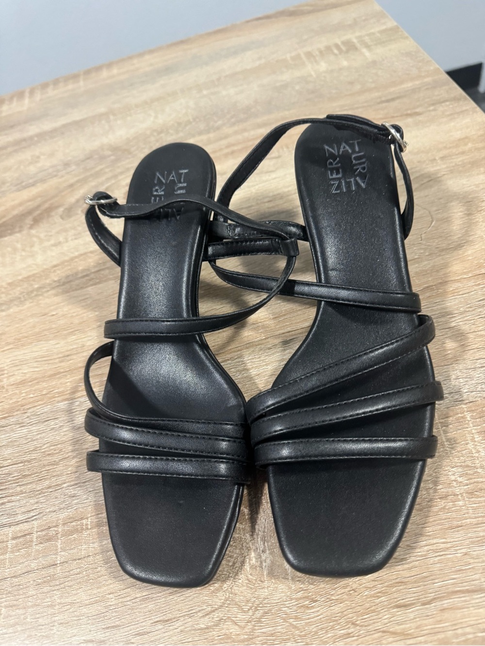 Naturalizer Black Multi-Strap Square-Toe Sandals